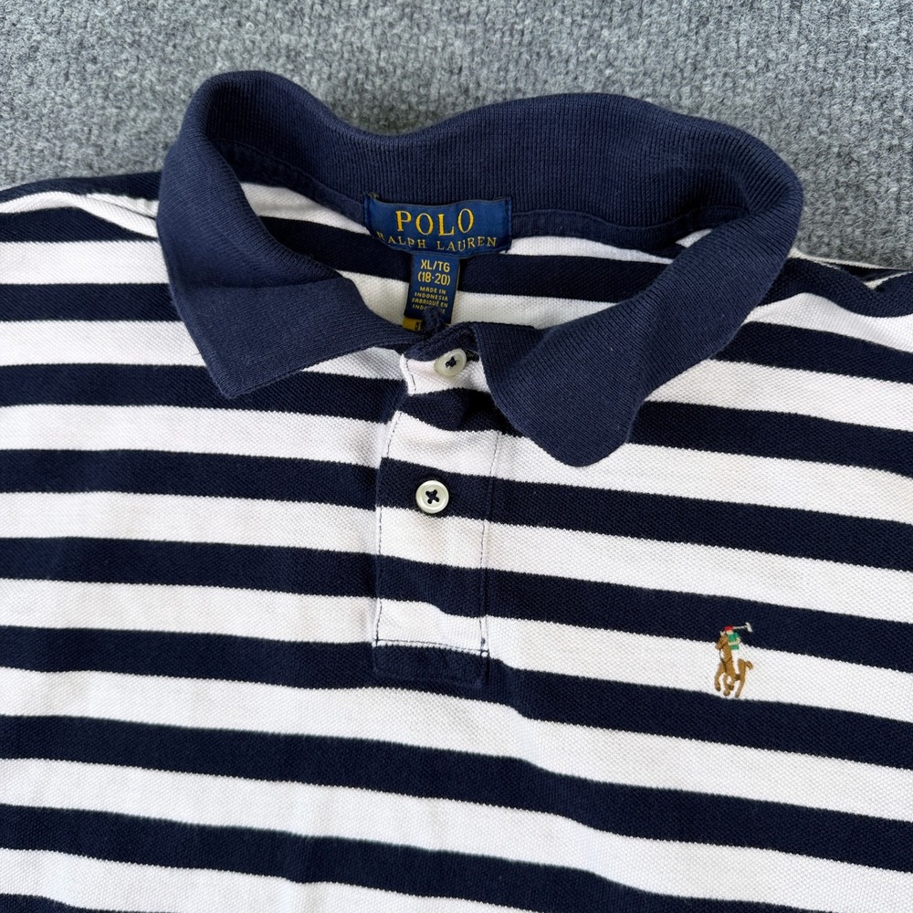 Polo Ralph Lauren Polo Shirt S Blue White Striped Flesh Pony Preppy
